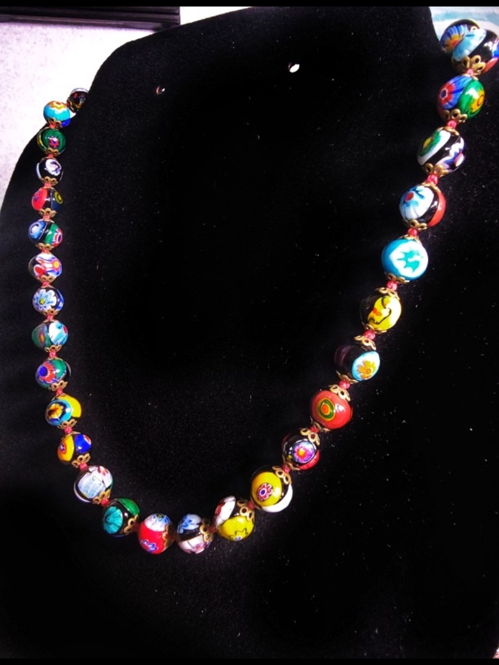 Handcrafted Multicolor Millefiori Bead Necklace for Women